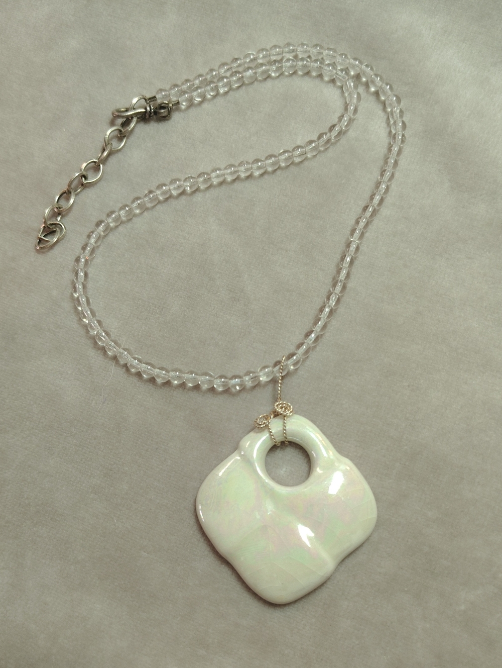 Ceramic Pendant With Beaded Necklace